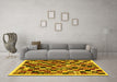 Machine Washable Abstract Yellow Contemporary Rug in a Living Room, wshcon1564yw