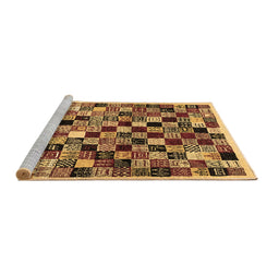 Sideview of Machine Washable Abstract Brown Contemporary Rug, wshcon1564brn