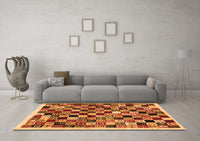 Machine Washable Abstract Orange Contemporary Rug, wshcon1564org