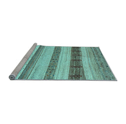 Sideview of Machine Washable Abstract Light Blue Contemporary Rug, wshcon1565lblu