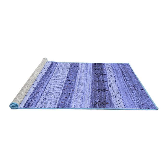 Sideview of Machine Washable Abstract Blue Contemporary Rug, wshcon1565blu