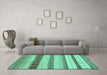 Machine Washable Abstract Turquoise Contemporary Area Rugs in a Living Room,, wshcon1565turq