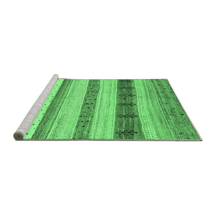 Sideview of Machine Washable Abstract Emerald Green Contemporary Area Rugs, wshcon1565emgrn