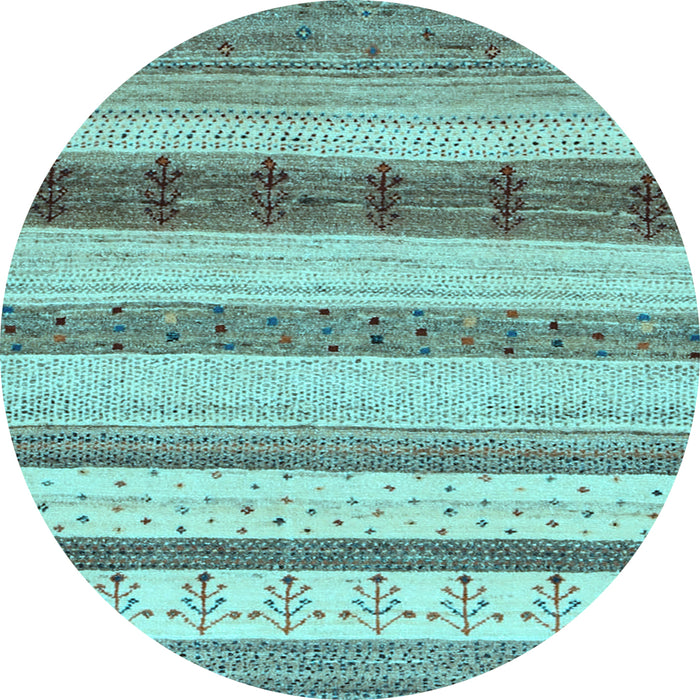 Round Abstract Light Blue Contemporary Rug, con1565lblu