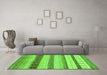 Machine Washable Abstract Green Contemporary Area Rugs in a Living Room,, wshcon1565grn