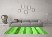 Machine Washable Abstract Green Contemporary Rug, wshcon1565grn