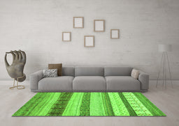 Machine Washable Abstract Green Contemporary Area Rugs in a Living Room,, wshcon1565grn