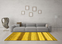 Machine Washable Abstract Yellow Contemporary Rug, wshcon1565yw