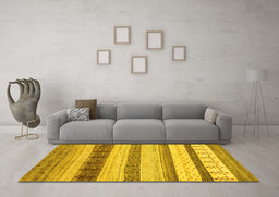 Machine Washable Abstract Yellow Contemporary Rug in a Living Room, wshcon1565yw