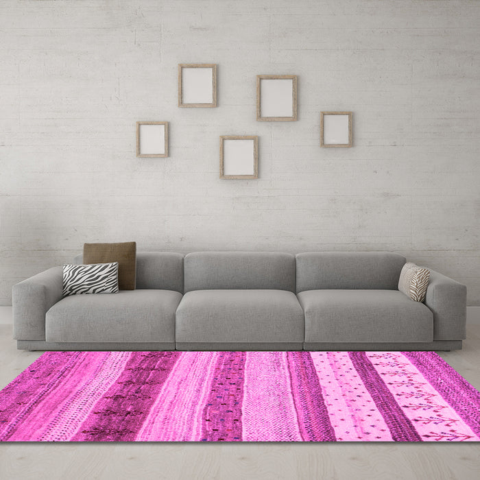 Machine Washable Abstract Pink Contemporary Rug in a Living Room, wshcon1565pnk