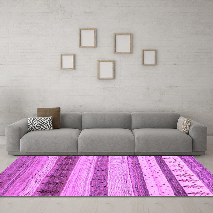 Machine Washable Abstract Purple Contemporary Area Rugs in a Living Room, wshcon1565pur