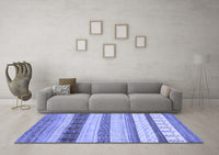 Machine Washable Abstract Blue Contemporary Rug, wshcon1565blu