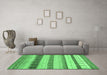 Machine Washable Abstract Emerald Green Contemporary Area Rugs in a Living Room,, wshcon1565emgrn