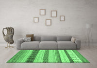 Machine Washable Abstract Emerald Green Contemporary Rug, wshcon1565emgrn