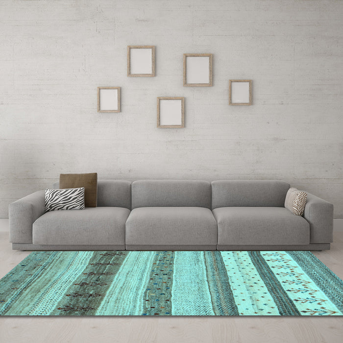 Machine Washable Abstract Light Blue Contemporary Rug in a Living Room, wshcon1565lblu