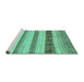 Sideview of Machine Washable Abstract Turquoise Contemporary Area Rugs, wshcon1565turq