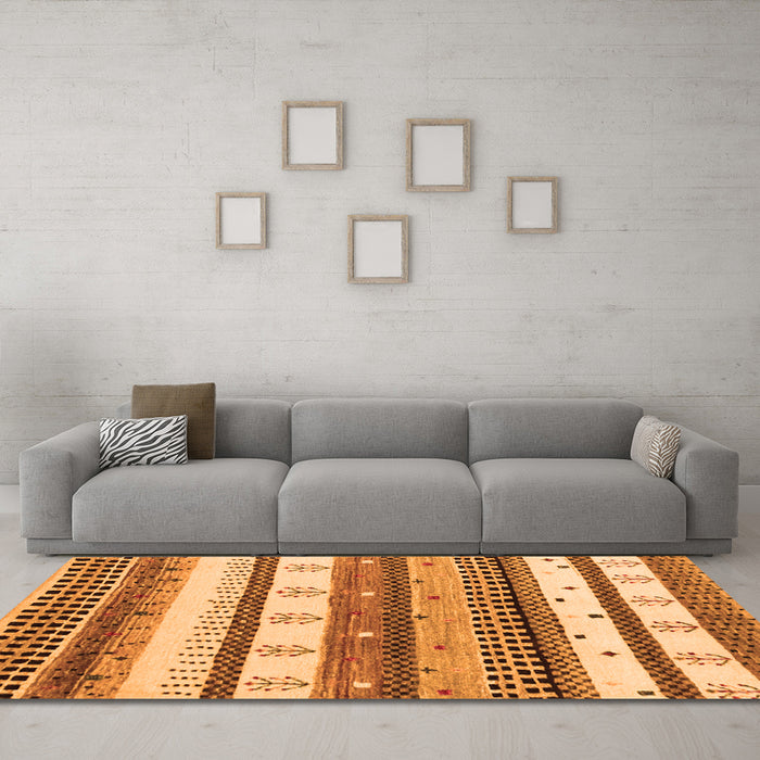 Machine Washable Abstract Orange Contemporary Area Rugs in a Living Room, wshcon1566org