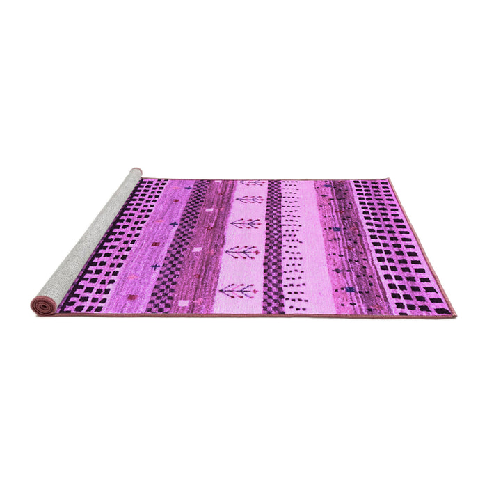 Sideview of Machine Washable Abstract Purple Contemporary Area Rugs, wshcon1566pur
