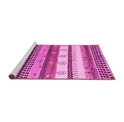 Sideview of Machine Washable Abstract Pink Contemporary Rug, wshcon1566pnk