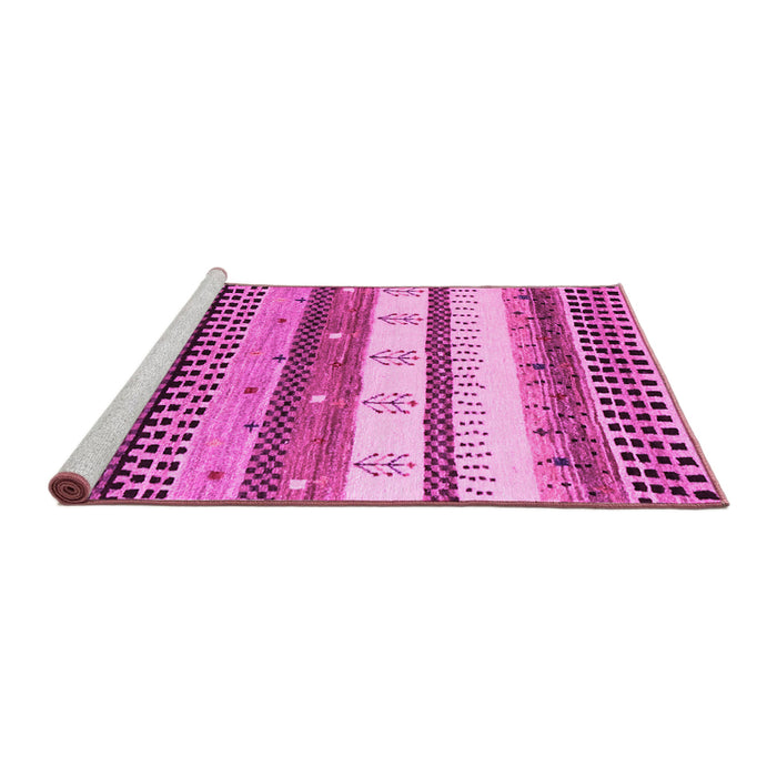 Sideview of Machine Washable Abstract Pink Contemporary Rug, wshcon1566pnk