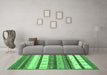 Machine Washable Abstract Emerald Green Contemporary Area Rugs in a Living Room,, wshcon1566emgrn