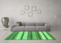 Machine Washable Abstract Emerald Green Contemporary Rug, wshcon1566emgrn