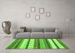 Machine Washable Abstract Green Contemporary Area Rugs in a Living Room,, wshcon1566grn