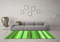 Machine Washable Abstract Green Contemporary Rug, wshcon1566grn