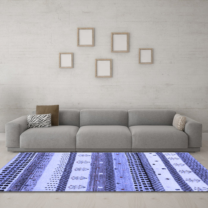 Machine Washable Abstract Blue Contemporary Rug in a Living Room, wshcon1566blu