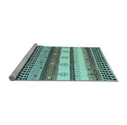 Sideview of Machine Washable Abstract Light Blue Contemporary Rug, wshcon1566lblu