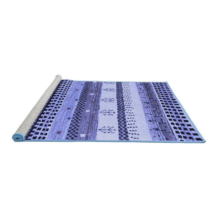 Sideview of Machine Washable Abstract Blue Contemporary Rug, wshcon1566blu