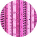 Round Abstract Pink Contemporary Rug, con1566pnk