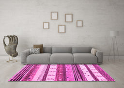 Machine Washable Abstract Pink Contemporary Rug in a Living Room, wshcon1566pnk