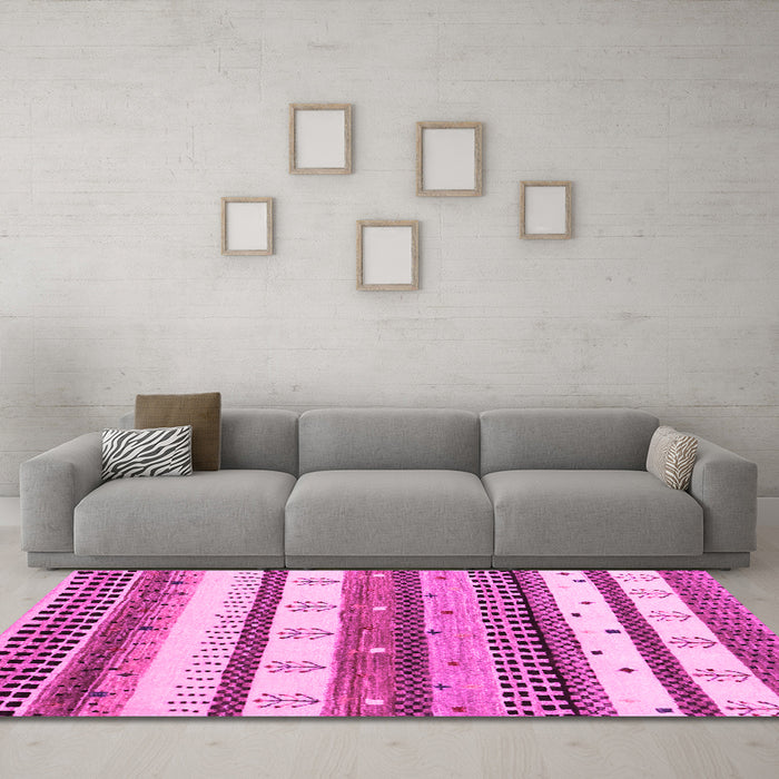 Machine Washable Abstract Pink Contemporary Rug in a Living Room, wshcon1566pnk