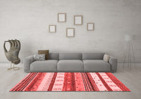 Machine Washable Abstract Red Contemporary Rug, wshcon1566red