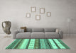 Machine Washable Abstract Turquoise Contemporary Area Rugs in a Living Room,, wshcon1566turq