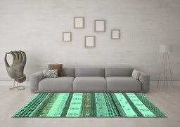 Machine Washable Abstract Turquoise Contemporary Area Rugs in a Living Room,, wshcon1566turq