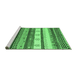 Sideview of Machine Washable Abstract Emerald Green Contemporary Area Rugs, wshcon1566emgrn