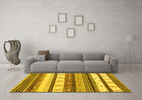 Machine Washable Abstract Yellow Contemporary Rug, wshcon1566yw