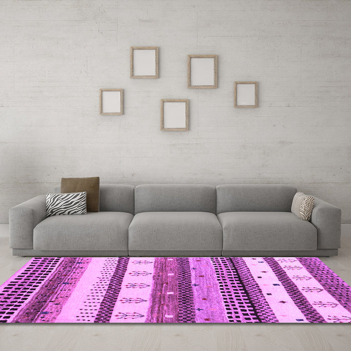 Machine Washable Abstract Purple Contemporary Area Rugs in a Living Room, wshcon1566pur