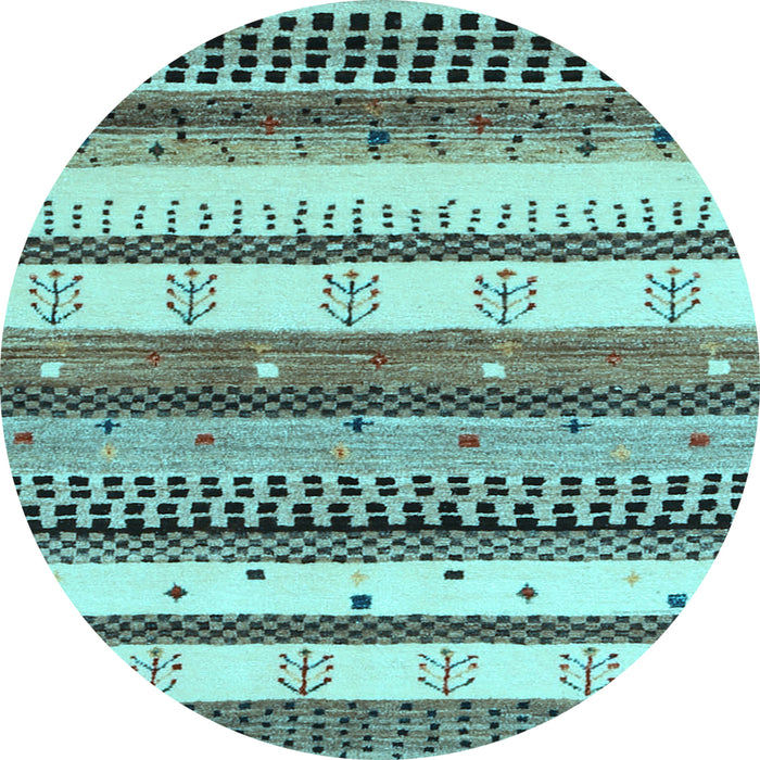 Round Machine Washable Abstract Light Blue Contemporary Rug, wshcon1566lblu