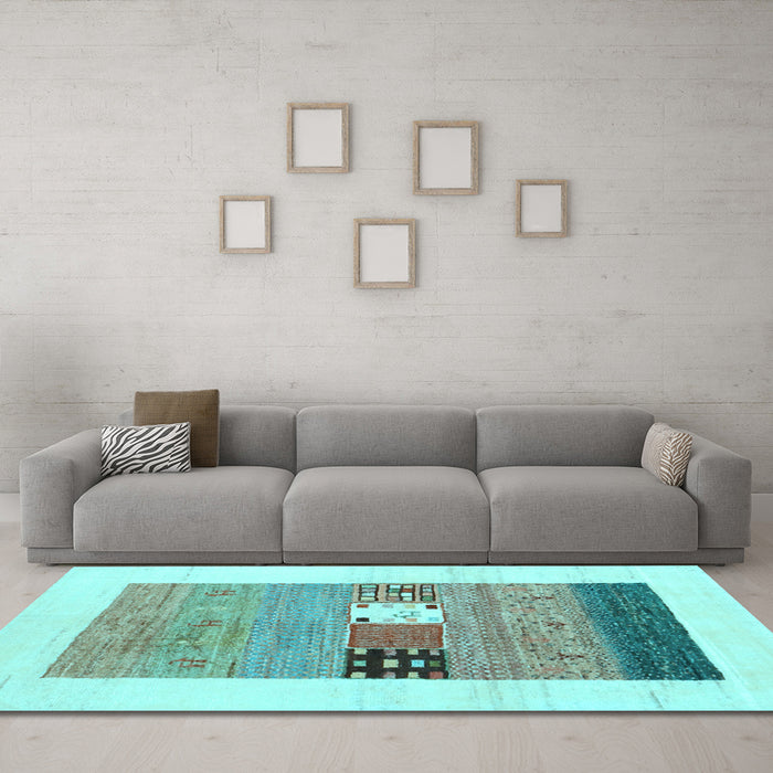 Machine Washable Solid Light Blue Modern Rug in a Living Room, wshcon1567lblu