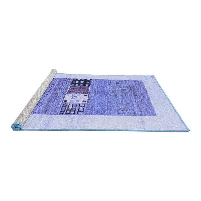 Sideview of Machine Washable Solid Blue Modern Rug, wshcon1567blu
