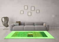 Machine Washable Solid Green Modern Rug, wshcon1567grn