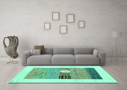 Machine Washable Solid Turquoise Modern Area Rugs in a Living Room,, wshcon1567turq