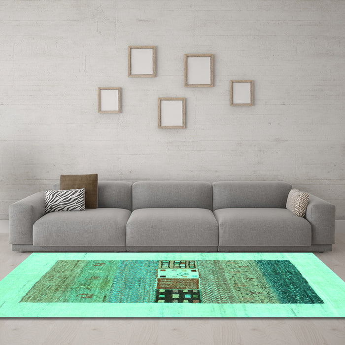 Machine Washable Solid Turquoise Modern Area Rugs in a Living Room,, wshcon1567turq