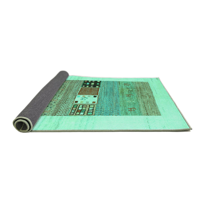 Sideview of Solid Turquoise Modern Rug, con1567turq