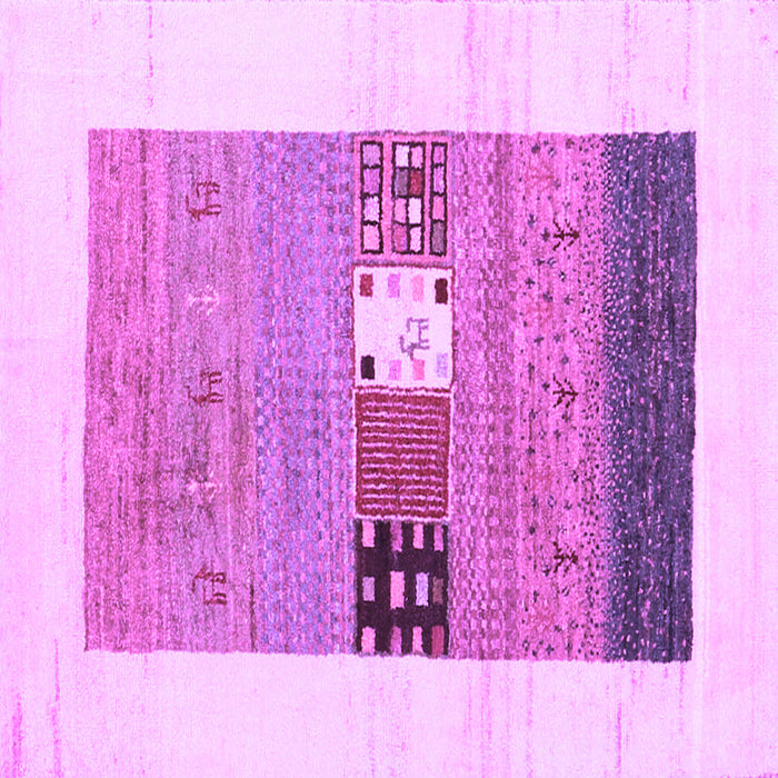 Square Machine Washable Solid Purple Modern Area Rugs, wshcon1567pur