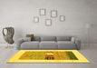 Machine Washable Solid Yellow Modern Rug in a Living Room, wshcon1567yw