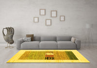 Machine Washable Solid Yellow Modern Rug, wshcon1567yw